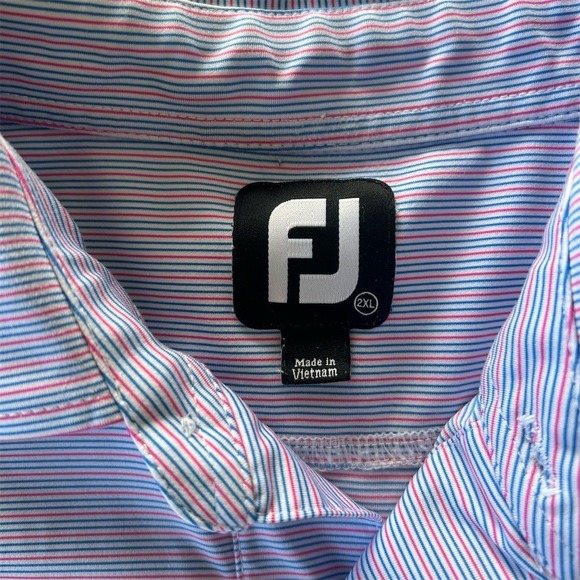 Foot Jou Men's 2XL Striped Polo Shirt Embroidered Apple Design - Picture 4 of 5